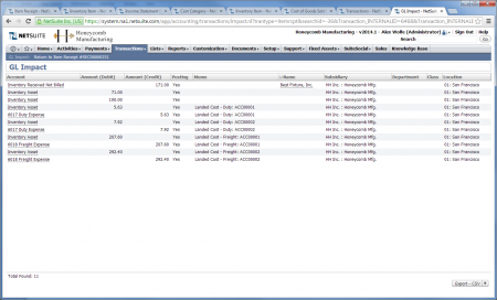 NetSuite GL impact
