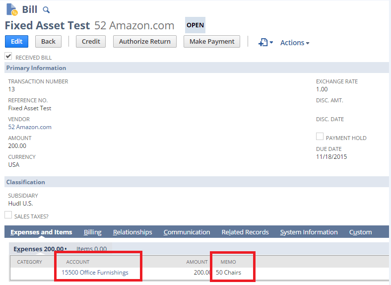 NetSuite Fixed Assets