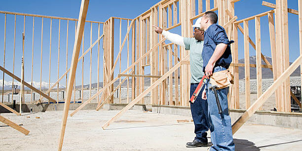 Builders on construction site