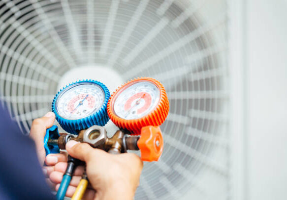 Air Conditioning Technician and A part of preparing to install new air conditioner.