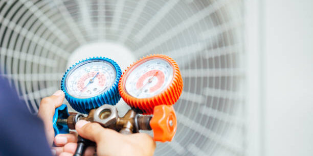 Air Conditioning Technician and A part of preparing to install new air conditioner.