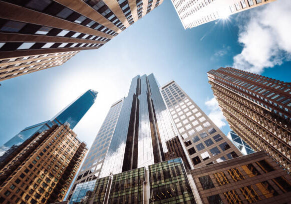 low angle of tall building in manhattan